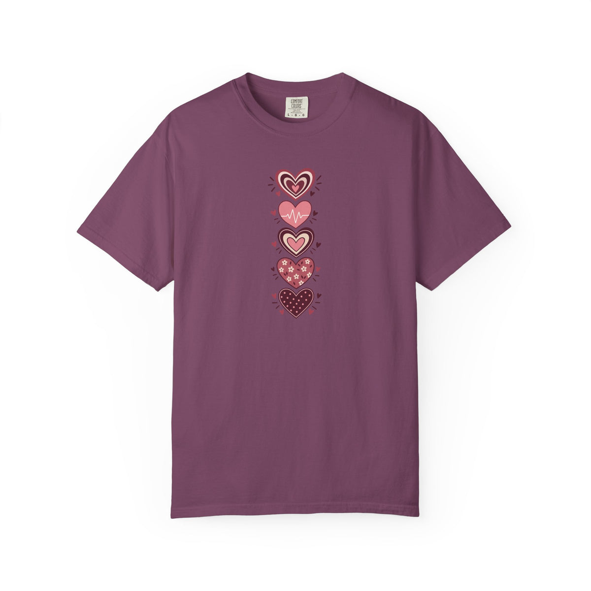 Patterned Hearts Women's Garment-Dyed T-Shirt | Relaxed Unisex Cotton Tee