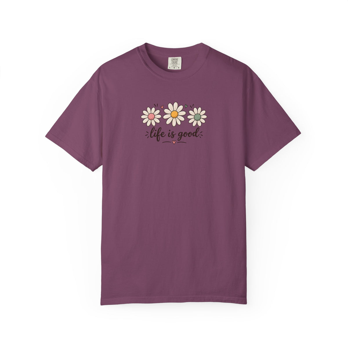 Life Is Good Three Daisies Women's Garment-Dyed T-Shirt | Relaxed Unisex Cotton Tee