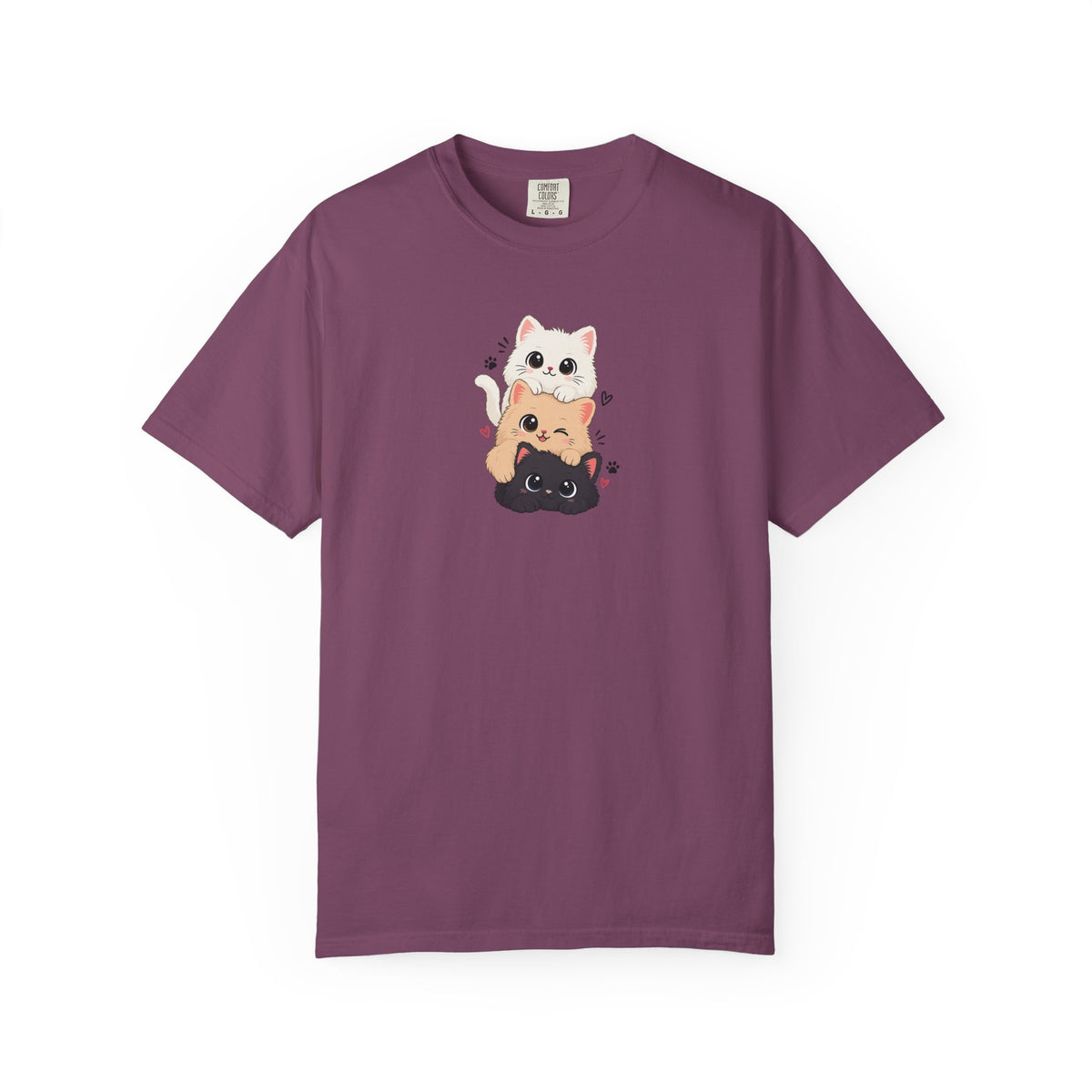 Stacked Three Kittens Women's Garment-Dyed T-Shirt | Relaxed Unisex Cotton Tee