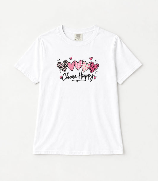 Choose Happy Hearts Women's T-Shirt | 11-Color Relaxed Unisex Edition