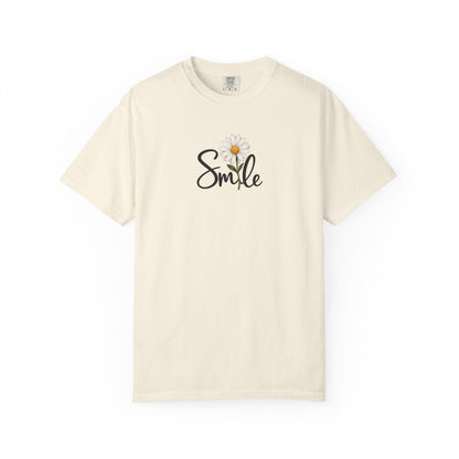 Smile Daisy Women's Garment-Dyed T-Shirt | Relaxed Unisex Cotton Tee