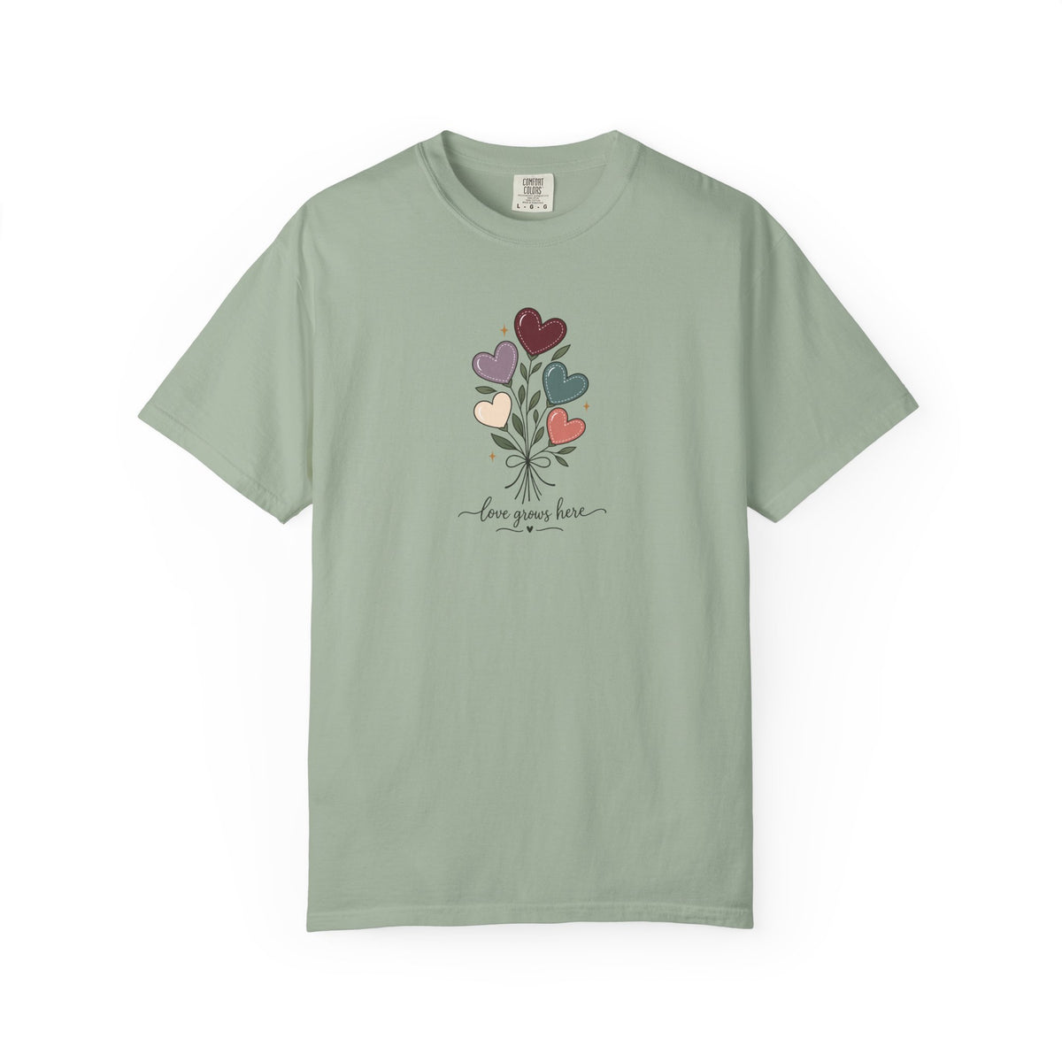 Love Grows Here Women's Garment-Dyed T-Shirt | Relaxed Unisex Cotton Tee