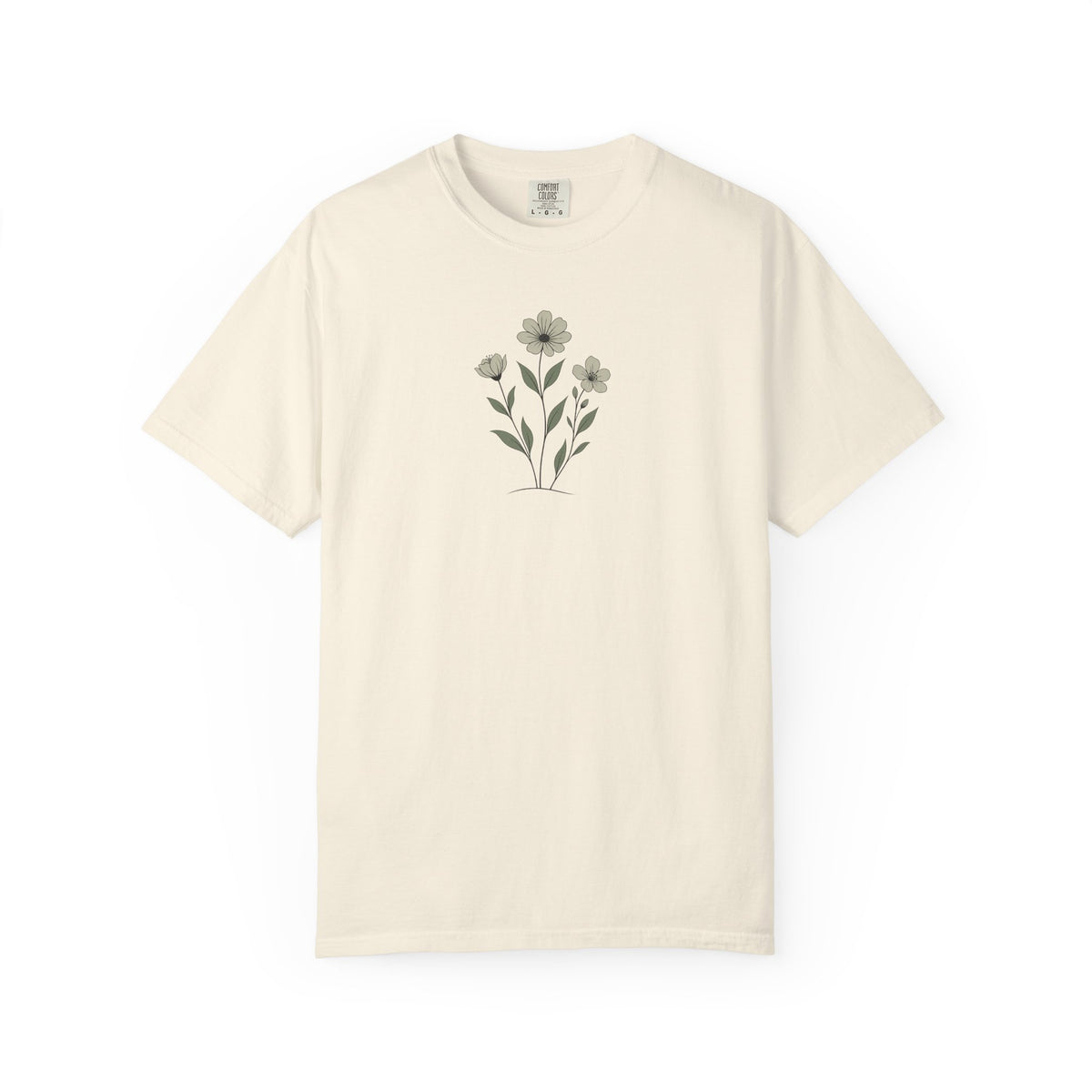 Minimalist Three Flowers Women's Garment-Dyed T-Shirt | Relaxed Unisex Cotton Tee