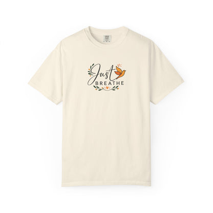 Just Breathe Bird Women's Garment-Dyed T-Shirt | Relaxed Unisex Cotton Tee