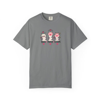 Rock Paper Scissors Cat Paws Women's Garment-Dyed T-Shirt | Relaxed Unisex Cotton Tee
