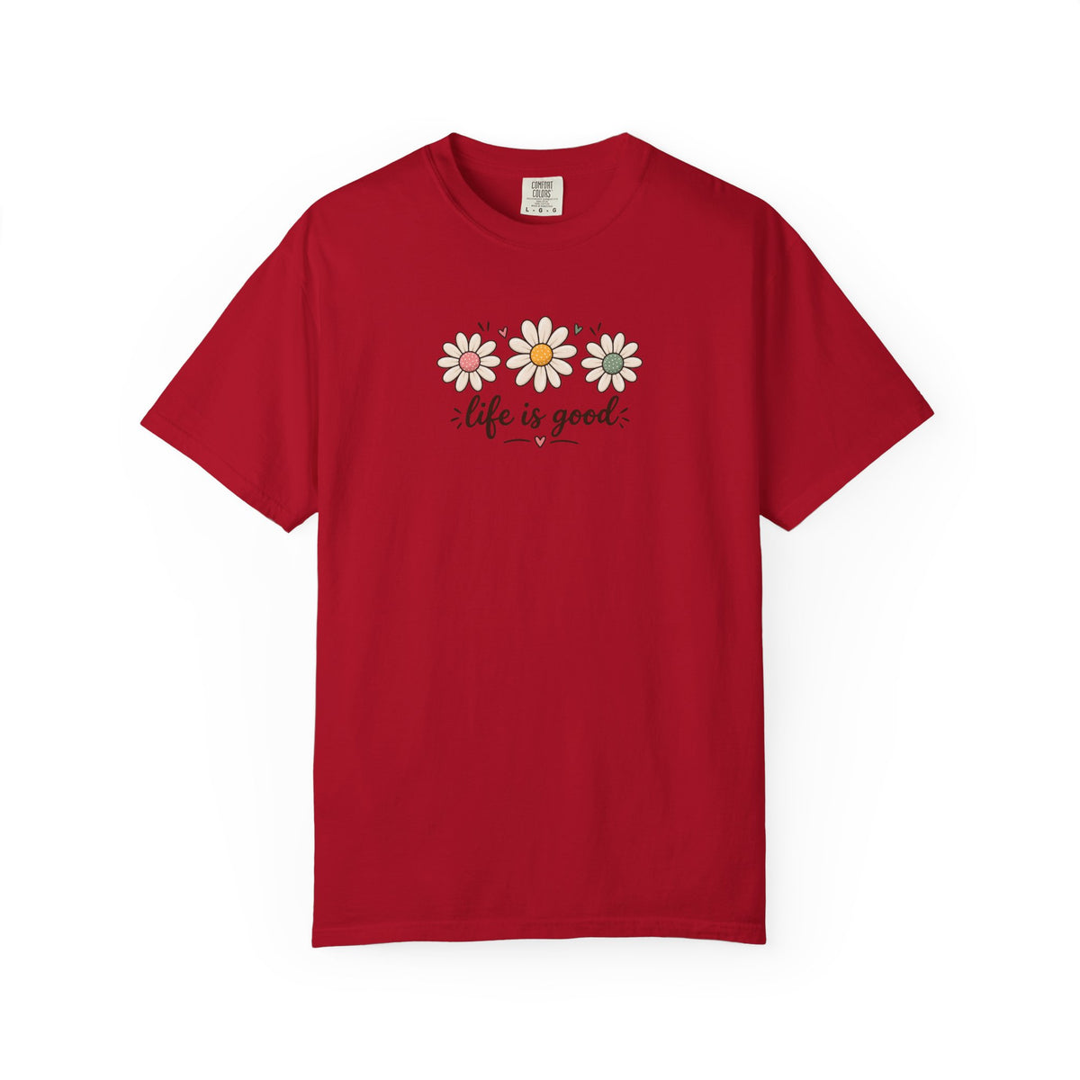 Life Is Good Three Daisies Women's Garment-Dyed T-Shirt | Relaxed Unisex Cotton Tee
