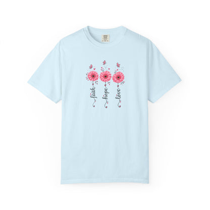 Three Pink Daisies Women's Garment-Dyed T-Shirt | Relaxed Unisex Cotton Tee