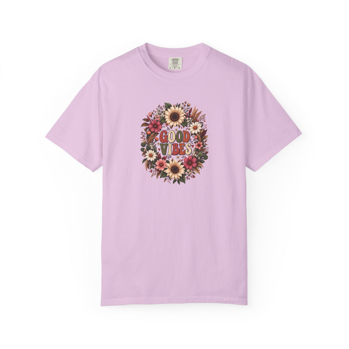 Floral Good Vibes Women's Garment-Dyed T-Shirt | Relaxed Unisex Cotton Tee