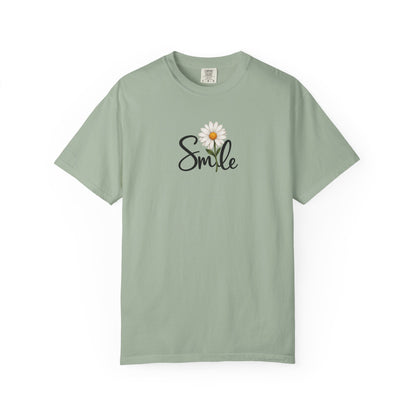 Smile Daisy Women's Garment-Dyed T-Shirt | Relaxed Unisex Cotton Tee