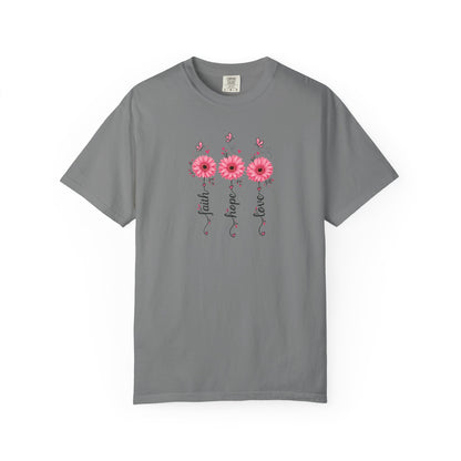Three Pink Daisies Women's Garment-Dyed T-Shirt | Relaxed Unisex Cotton Tee