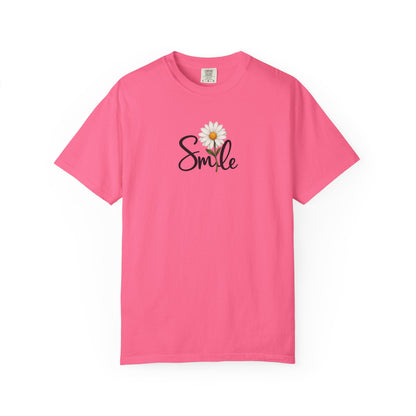 Smile Daisy Women's Garment-Dyed T-Shirt | Relaxed Unisex Cotton Tee