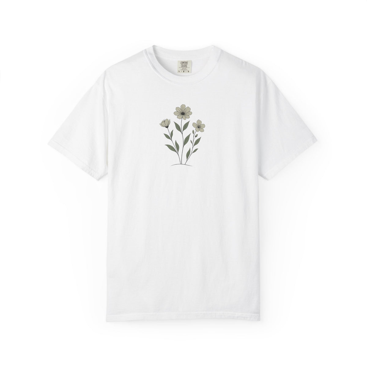 Minimalist Three Flowers Women's Garment-Dyed T-Shirt | Relaxed Unisex Cotton Tee