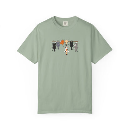 Six Hanging Cats Women's Garment-Dyed T-Shirt | Relaxed Unisex Cotton Tee