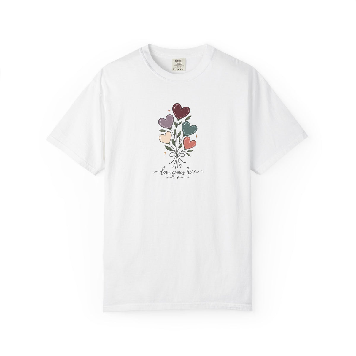 Love Grows Here Women's Garment-Dyed T-Shirt | Relaxed Unisex Cotton Tee