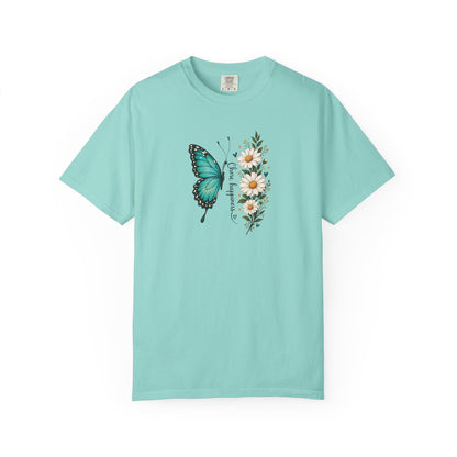 Butterfly & Daisies Women's Garment-Dyed T-Shirt | Relaxed Unisex Cotton Tee