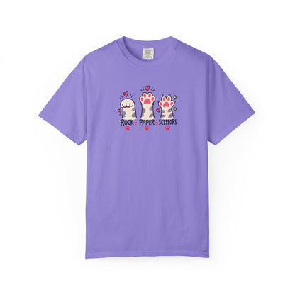 Rock Paper Scissors Cat Paws Women's Garment-Dyed T-Shirt | Relaxed Unisex Cotton Tee