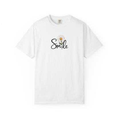 Smile Daisy Women's Garment-Dyed T-Shirt | Relaxed Unisex Cotton Tee