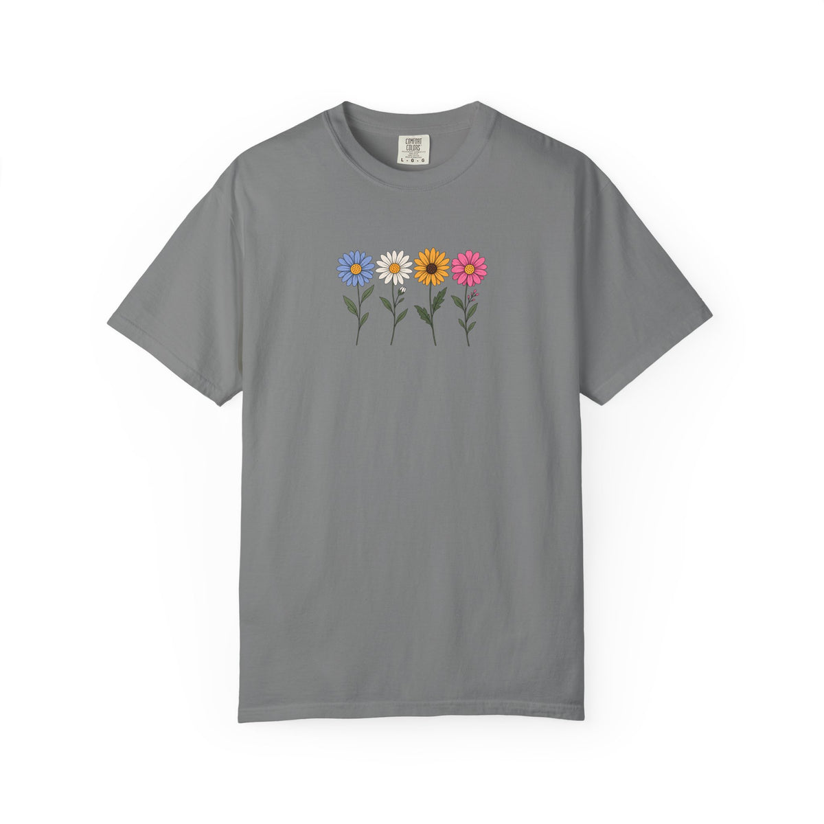 Four Flowers Women's Garment-Dyed T-Shirt | Relaxed Unisex Cotton Tee