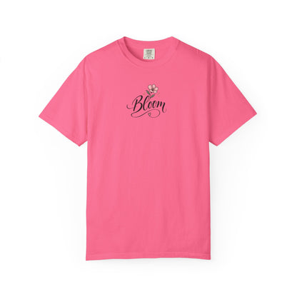 Bloom Pink Flower Women's Garment-Dyed T-Shirt | Relaxed Unisex Cotton Tee