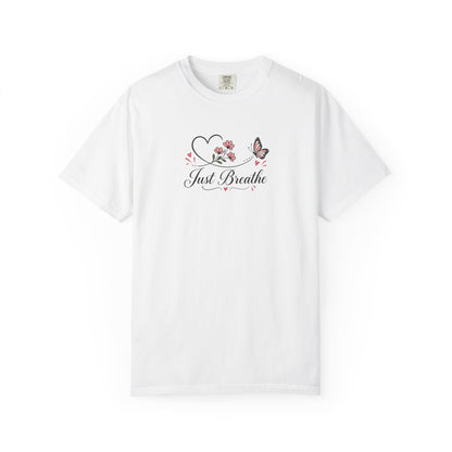 Just Breathe Butterfly Women's Garment-Dyed T-Shirt | Relaxed Unisex Cotton Tee