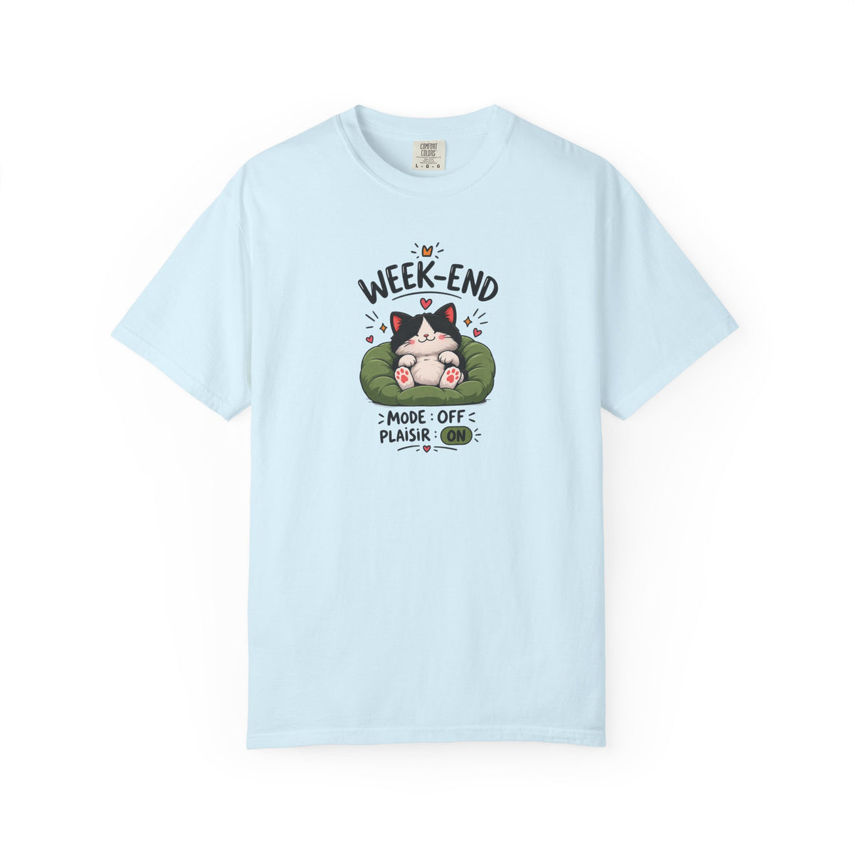 Weekend Mode Off Cat Women's Garment-Dyed T-Shirt | Relaxed Unisex Cotton Tee