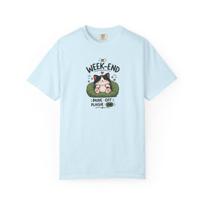 Weekend Mode Off Cat Women's Garment-Dyed T-Shirt | Relaxed Unisex Cotton Tee