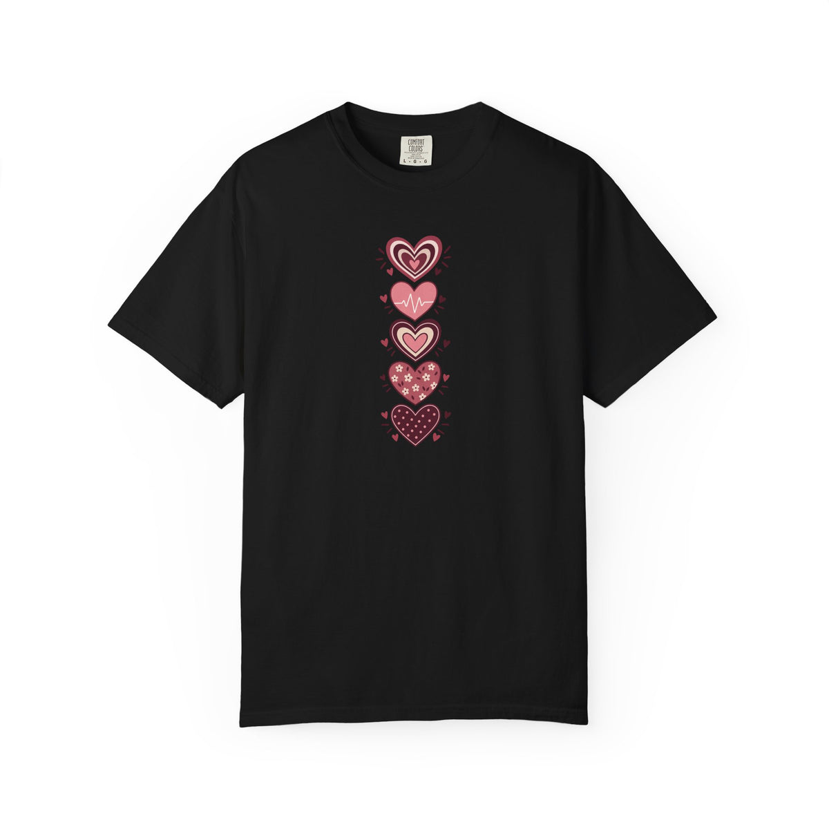 Patterned Hearts Women's Garment-Dyed T-Shirt | Relaxed Unisex Cotton Tee