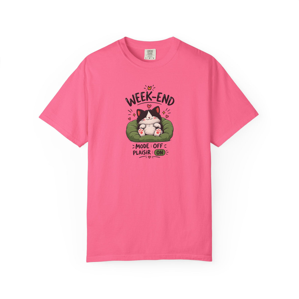 Weekend Mode Off Cat Women's Garment-Dyed T-Shirt | Relaxed Unisex Cotton Tee