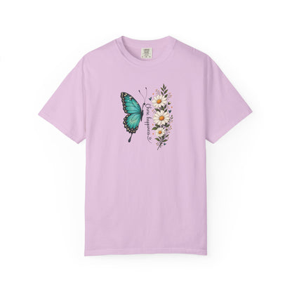 Butterfly & Daisies Women's Garment-Dyed T-Shirt | Relaxed Unisex Cotton Tee