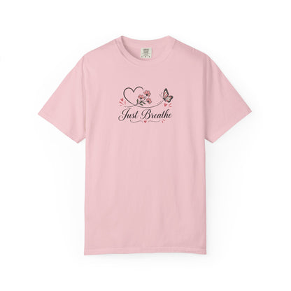 Just Breathe Butterfly Women's Garment-Dyed T-Shirt | Relaxed Unisex Cotton Tee