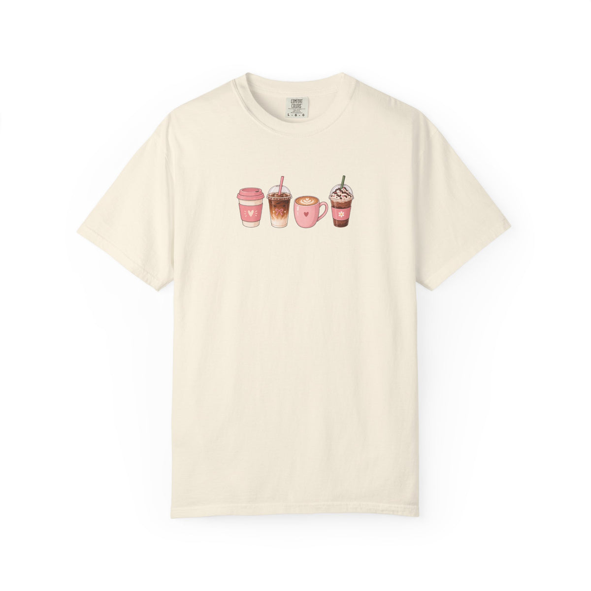 Four Cafe Drinks Women's Garment-Dyed T-Shirt | Relaxed Unisex Cotton Tee