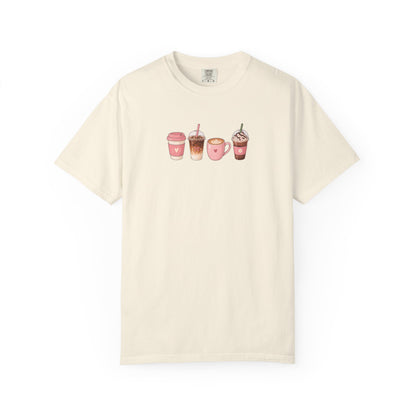 Four Cafe Drinks Women's Garment-Dyed T-Shirt | Relaxed Unisex Cotton Tee