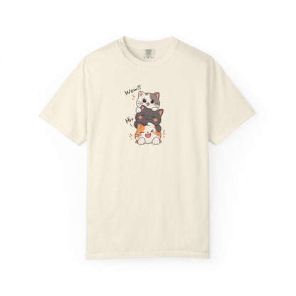 Three Playful Cats Women's Garment-Dyed T-Shirt | Relaxed Unisex Cotton Tee