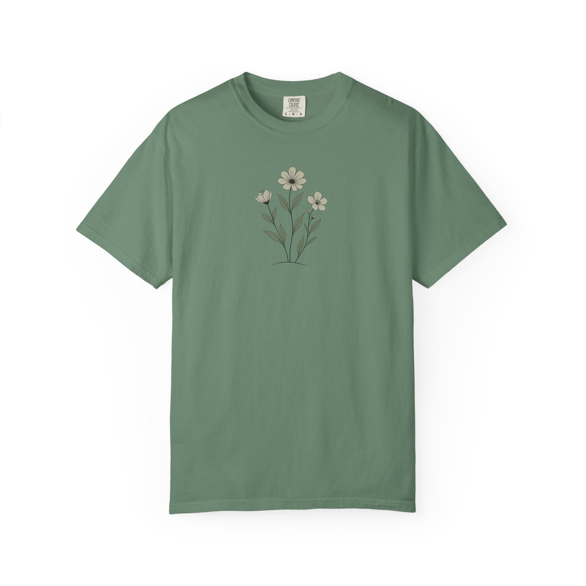 Minimalist Three Flowers Women's Garment-Dyed T-Shirt | Relaxed Unisex Cotton Tee