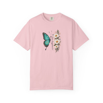 Butterfly & Daisies Women's Garment-Dyed T-Shirt | Relaxed Unisex Cotton Tee