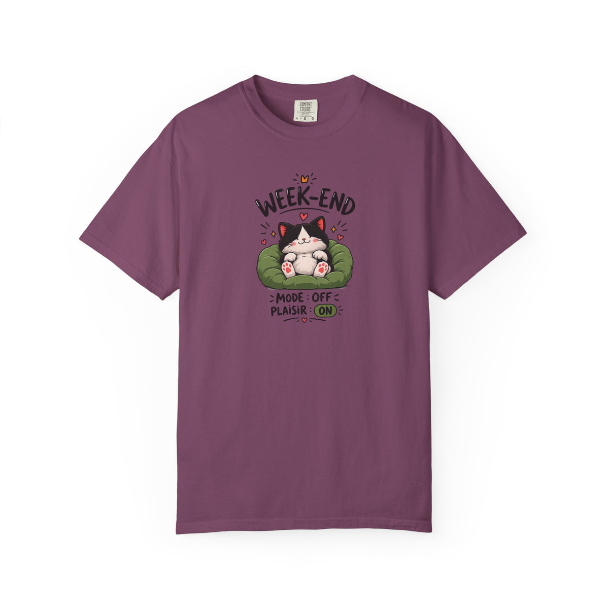 Weekend Mode Off Cat Women's Garment-Dyed T-Shirt | Relaxed Unisex Cotton Tee