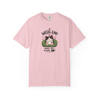 Weekend Mode Off Cat Women's Garment-Dyed T-Shirt | Relaxed Unisex Cotton Tee