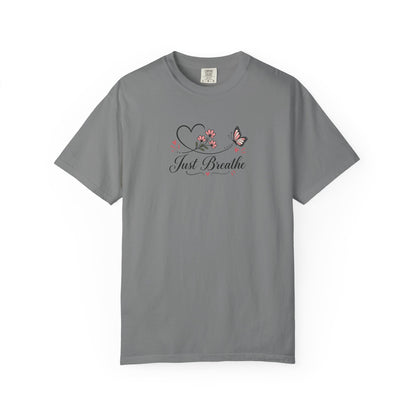 Just Breathe Butterfly Women's Garment-Dyed T-Shirt | Relaxed Unisex Cotton Tee