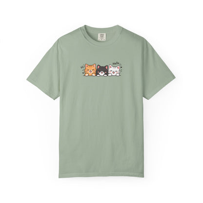 Three Smiling Kittens Women's Garment-Dyed T-Shirt | Relaxed Unisex Cotton Tee