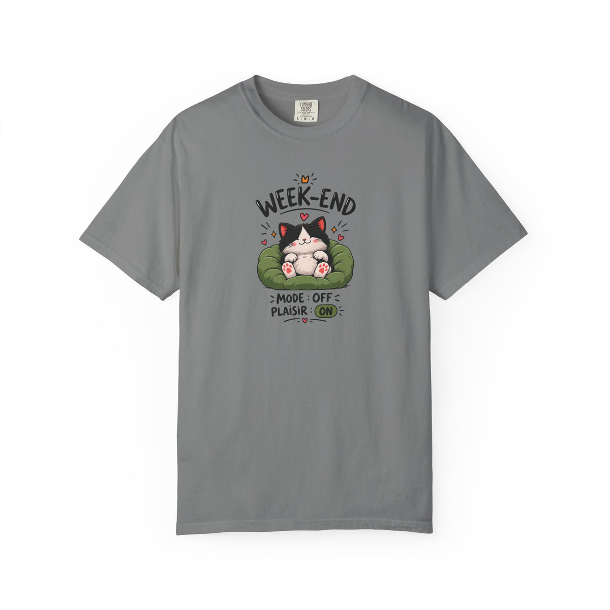 Weekend Mode Off Cat Women's Garment-Dyed T-Shirt | Relaxed Unisex Cotton Tee