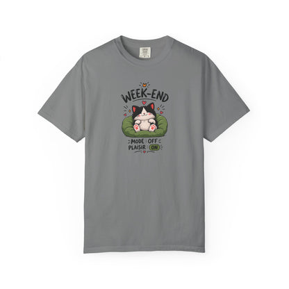 Weekend Mode Off Cat Women's Garment-Dyed T-Shirt | Relaxed Unisex Cotton Tee