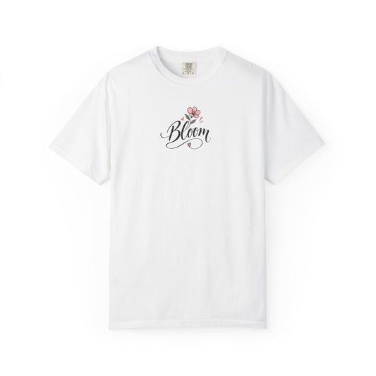 Bloom Pink Flower Women's Garment-Dyed T-Shirt | Relaxed Unisex Cotton Tee