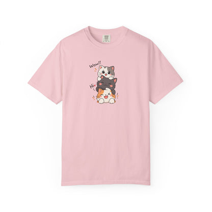 Three Playful Cats Women's Garment-Dyed T-Shirt | Relaxed Unisex Cotton Tee