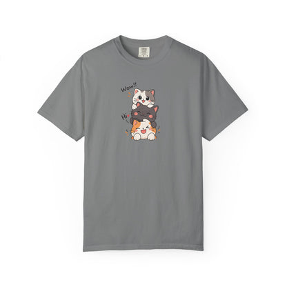 Three Playful Cats Women's Garment-Dyed T-Shirt | Relaxed Unisex Cotton Tee