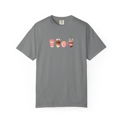 Four Cafe Drinks Women's Garment-Dyed T-Shirt | Relaxed Unisex Cotton Tee