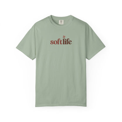 Soft Life Flower Women's Garment-Dyed T-Shirt | Relaxed Unisex Cotton Tee