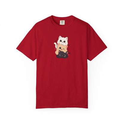 Stacked Three Kittens Women's Garment-Dyed T-Shirt | Relaxed Unisex Cotton Tee