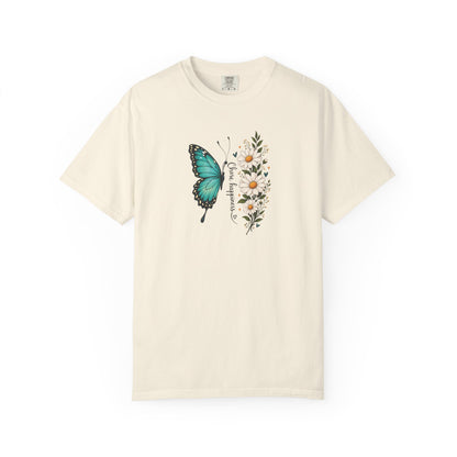 Butterfly & Daisies Women's Garment-Dyed T-Shirt | Relaxed Unisex Cotton Tee