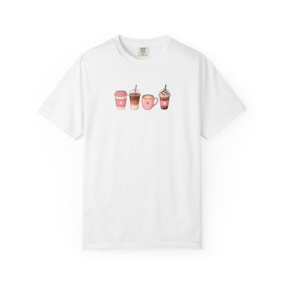Four Cafe Drinks Women's Garment-Dyed T-Shirt | Relaxed Unisex Cotton Tee