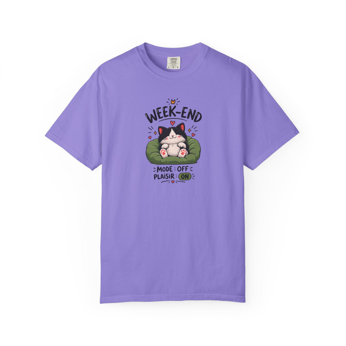 Weekend Mode Off Cat Women's Garment-Dyed T-Shirt | Relaxed Unisex Cotton Tee